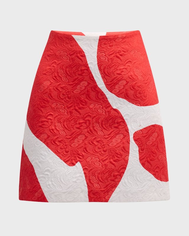 Grand Foliage Jacquard A-Line Mini Skirt